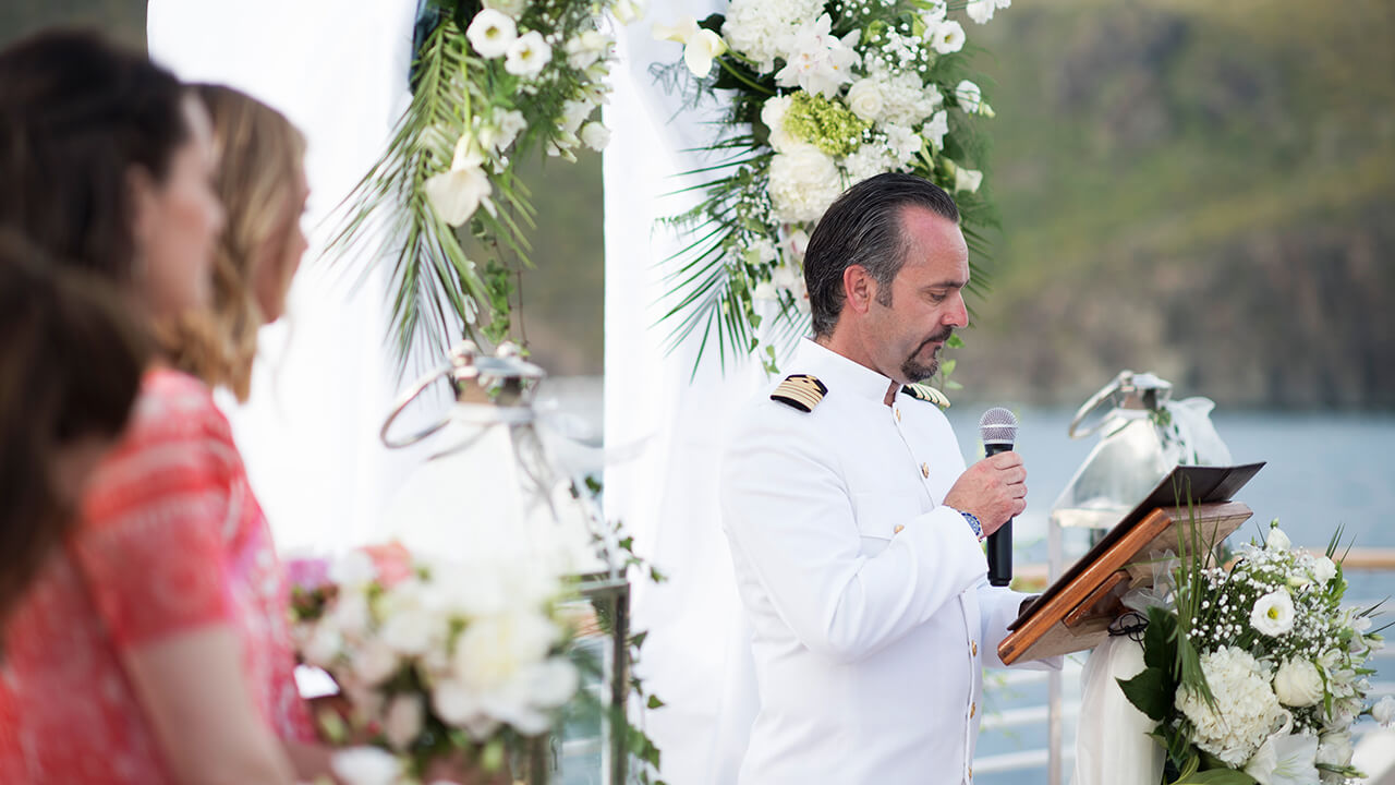 Wedding ceremony officiated by Captain onboard SeaDream