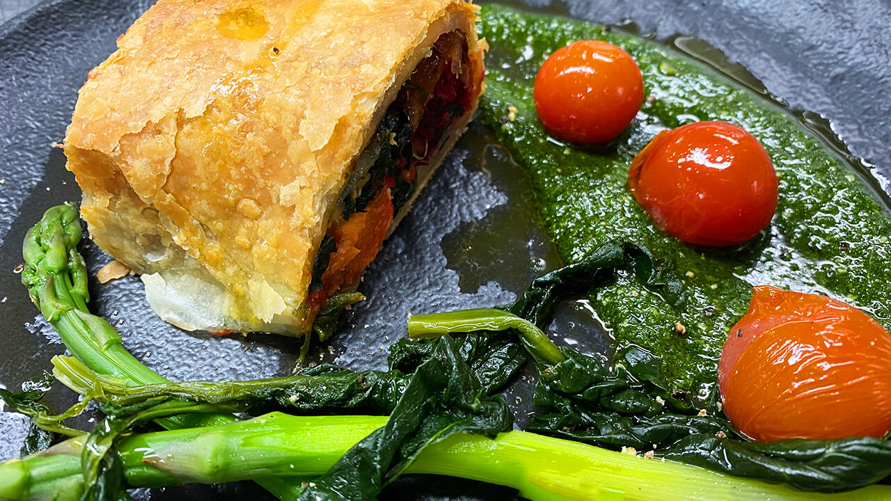 Beetroot & Squash Wellington with Spinach Pesto