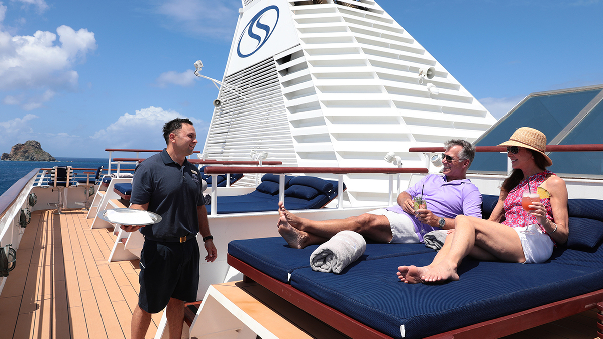 Drinks on the Balinese beds onboard SeaDream