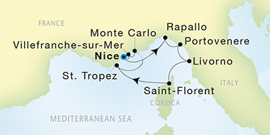 Nice to Nice Luxury Cruise Itinerary Map