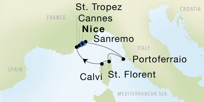 Nice to Nice Luxury Cruise Itinerary Map