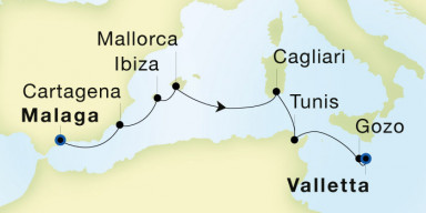 8-Day  Luxury Cruise from Malaga to Valletta: The Iberian Coast & the Maltese Islands