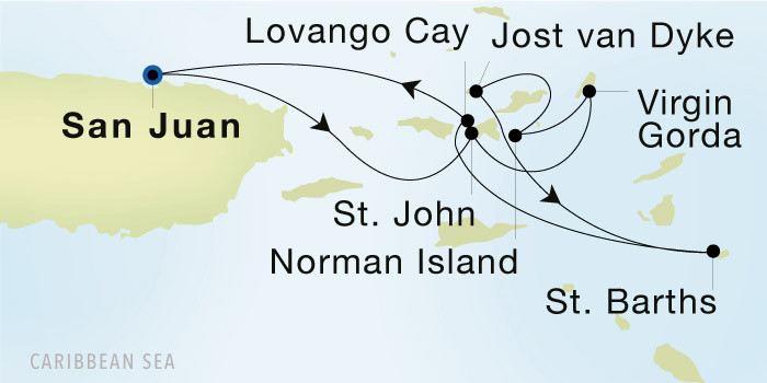 San Juan to San Juan Luxury Cruise Itinerary Map