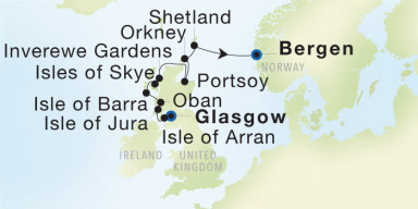 11-Day  Luxury Voyage from Glasgow (Troon) to Bergen: Best of Scotland & the Fjords