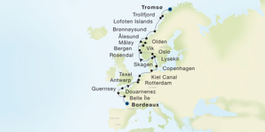 23-Day Cruise from Bordeaux to Tromsø: Grand European & Nordic Discovery
