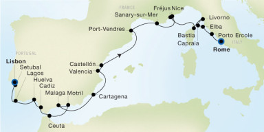 22-Day Cruise from Lisbon to Rome (Civitavecchia): Grand Mediterranean & Riviera Escape