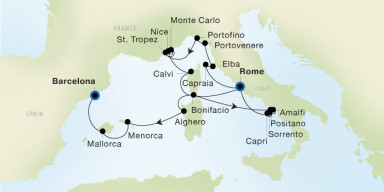 21-Day Cruise from Rome (Civitavecchia) to Barcelona: Grand Mediterranean Island Expedition